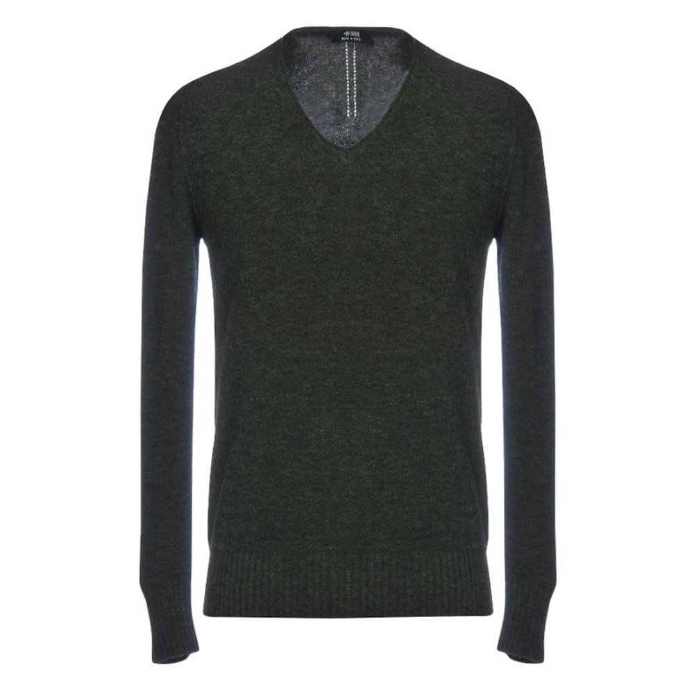 NWT New $210 +39 MASQ V-Neck Wool Dark Green Sweater Size S Made In Italy